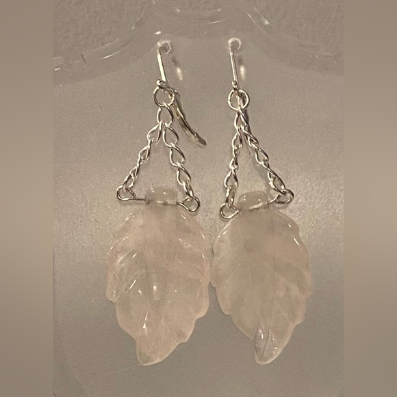 NEW Genuine Rose Quartz Earrings - Picture 2 of 2